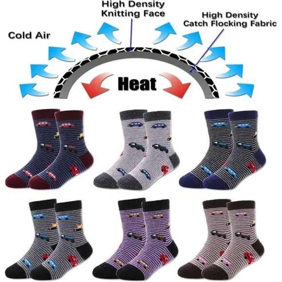 6 Pairs Kids Winter Warm Wool Socks Kids - Picture 4 of 6